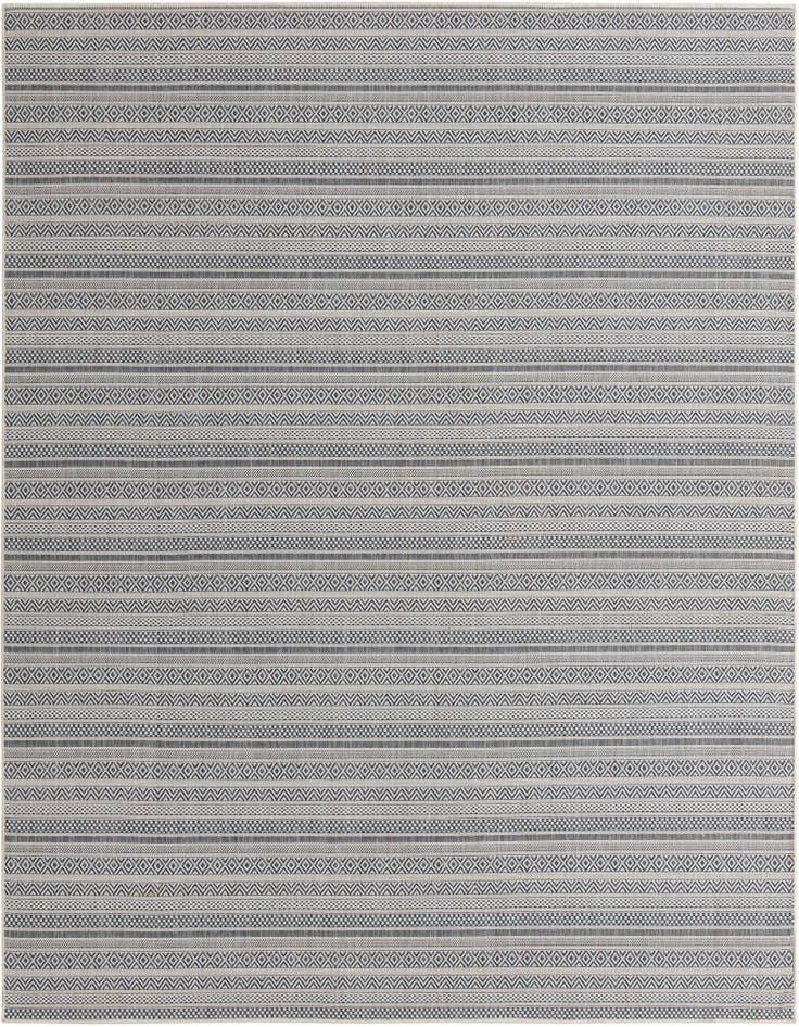 Detail image of 10' x 10' Easy-Clean Striped Indoor / Outdoor Square Rug
