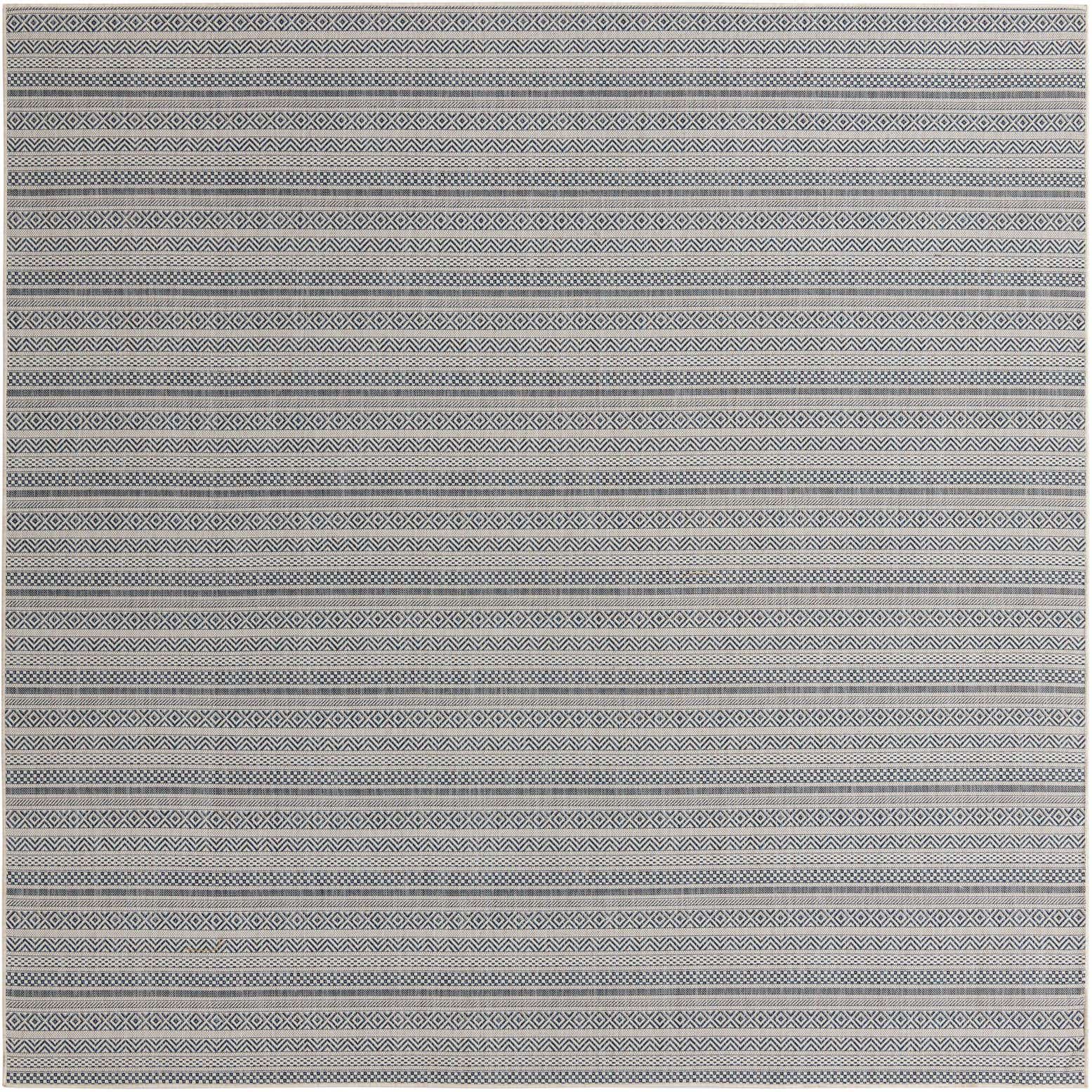 10' x 10' Easy-Clean Striped Indoor / Outdoor Square Rug