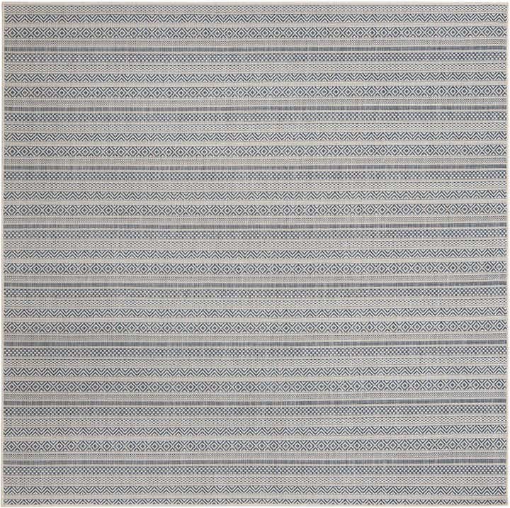 7' 10 x 7' 10 Easy-Clean Striped Indoor / Outdoor Square Rug