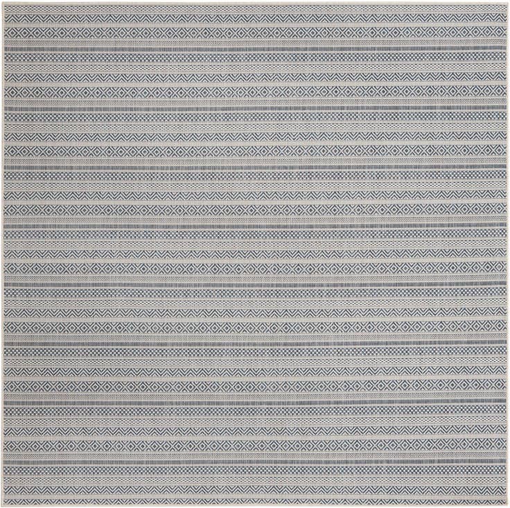 Detail image of 7' 10 x 7' 10 Easy-Clean Striped Indoor / Outdoor Square Rug