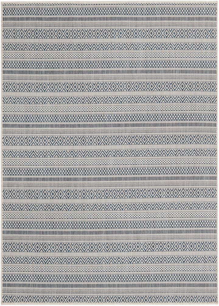 5' 3 x 5' 3 Easy-Clean Striped Indoor / Outdoor Square Rug