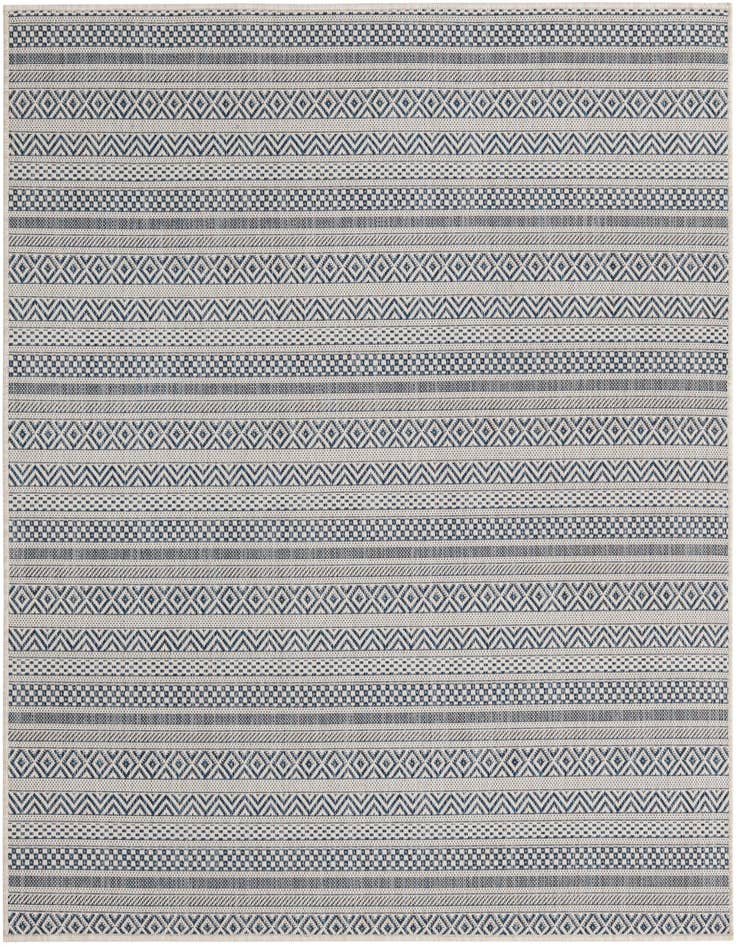Detail image of 5' 3 x 5' 3 Easy-Clean Striped Indoor / Outdoor Square Rug