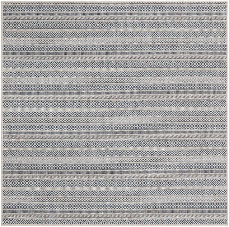 Detail image of 5' 3 x 5' 3 Easy-Clean Striped Indoor / Outdoor Square Rug