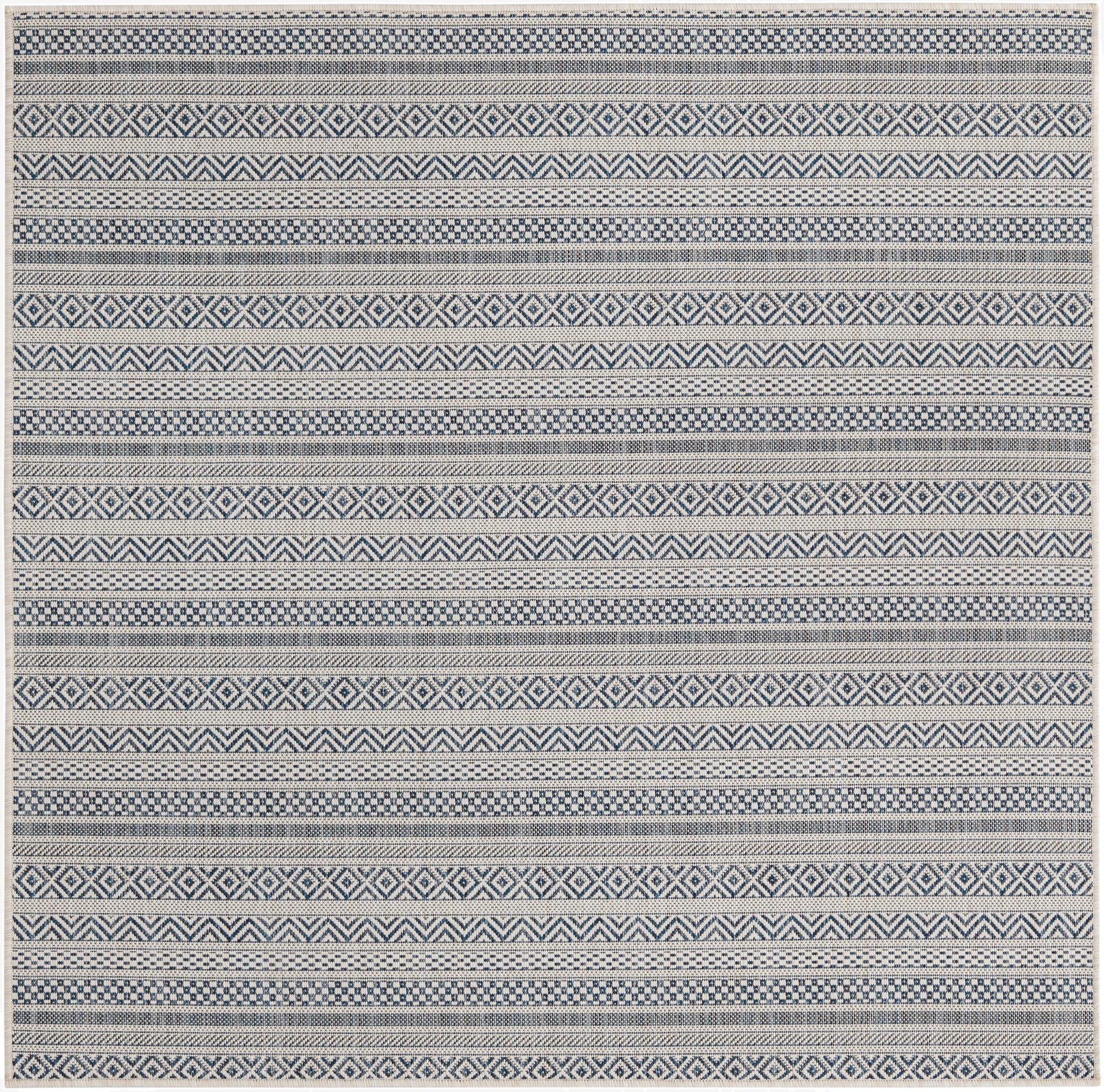 Primary image 5' 3 x 5' 3  Washable Striped Indoor / Outdoor Square Rug
