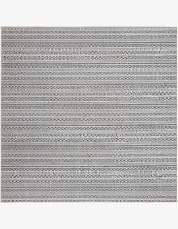 7' 10 x 7' 10 Easy-Clean Striped Indoor / Outdoor Square Rug