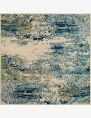 Light Blue Washable Spectrum Square Rug