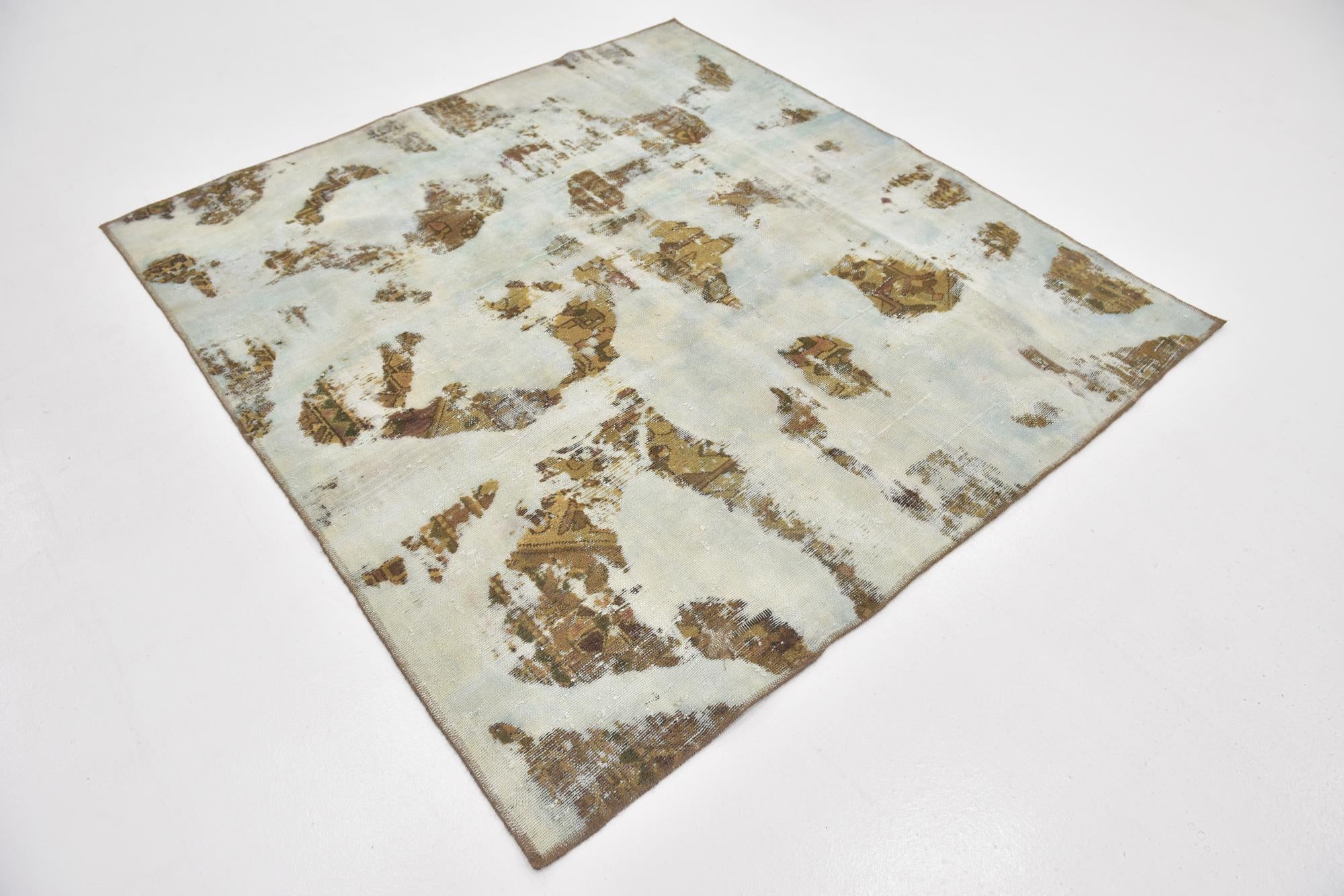 5' 9 x 6' Hand Knotted Ultra Vintage Persian Wool Square Rug