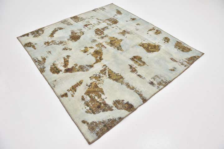 5' 9 x 6' Hand Knotted Ultra Vintage Persian Wool Square Rug