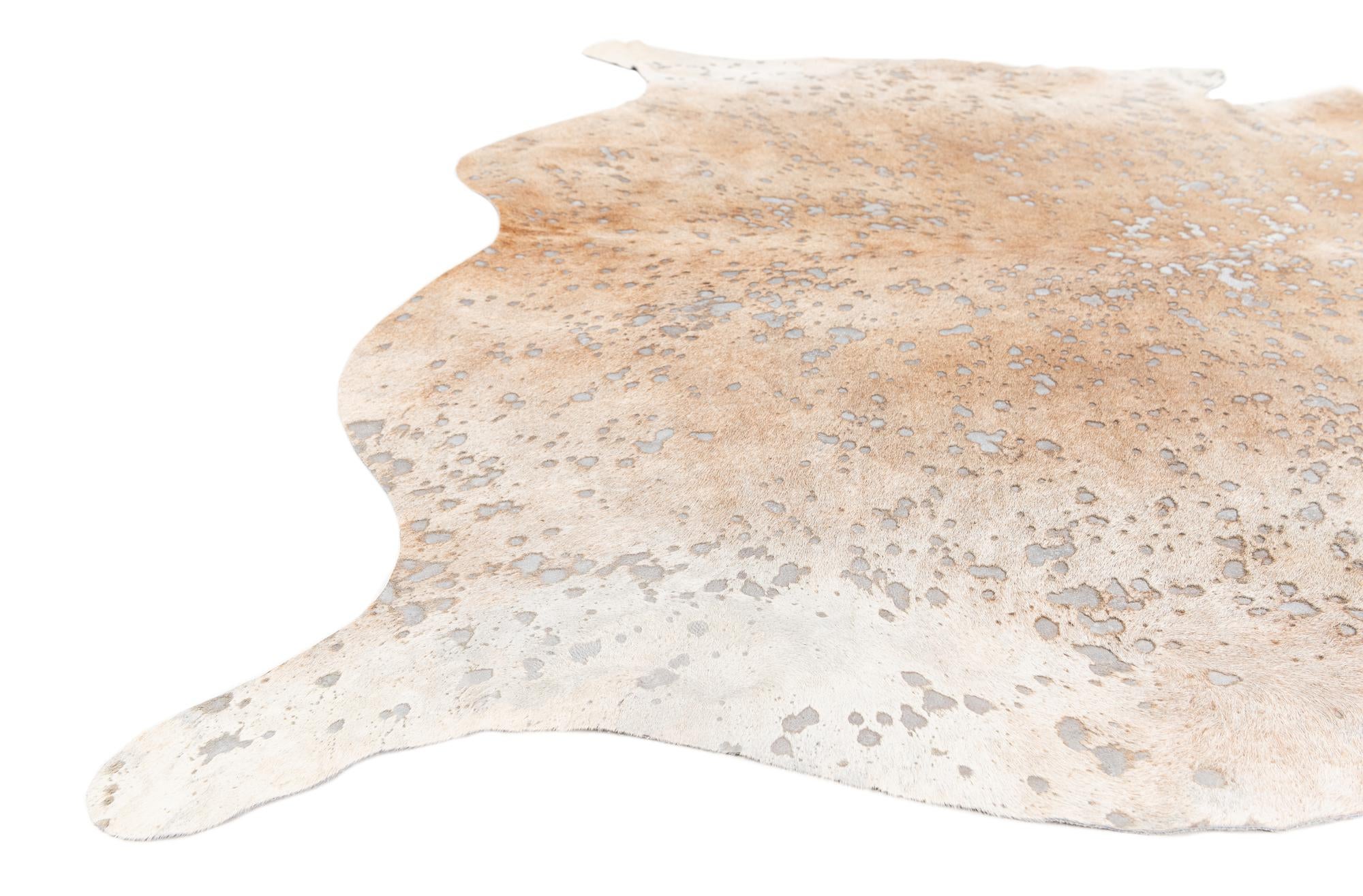 5' 7 x 6' Cowhide Leather Square Rug
