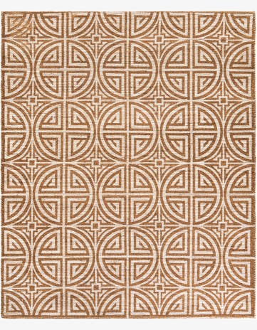 Light Brown and Ivory Hand Woven Chenille Jute Rug