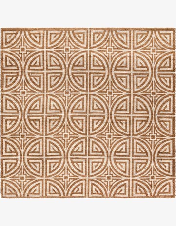 Light Brown and Ivory Hand Woven Chenille Jute Square Rug