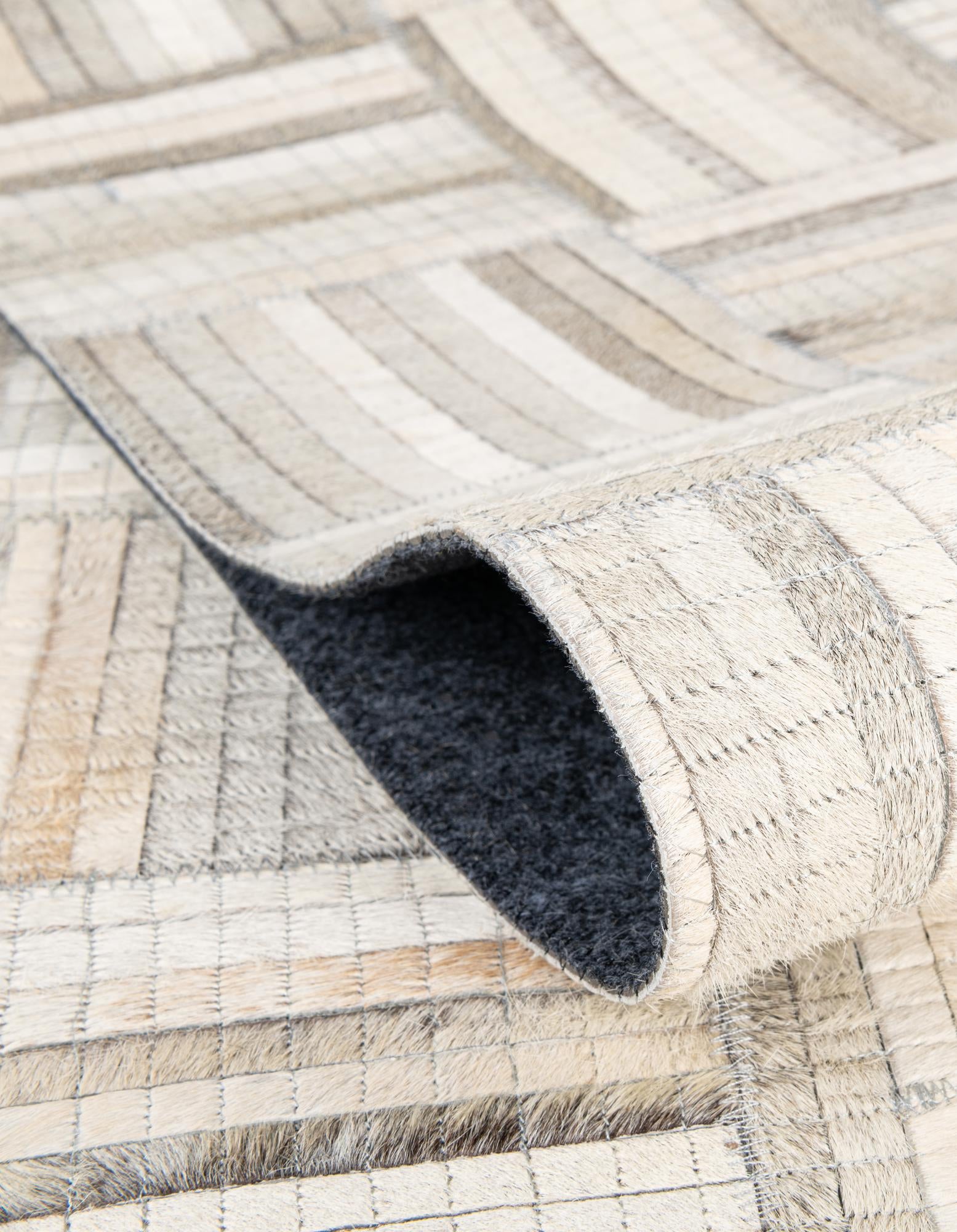 7' 10 x 7' 10 Cowhide Leather Square Rug