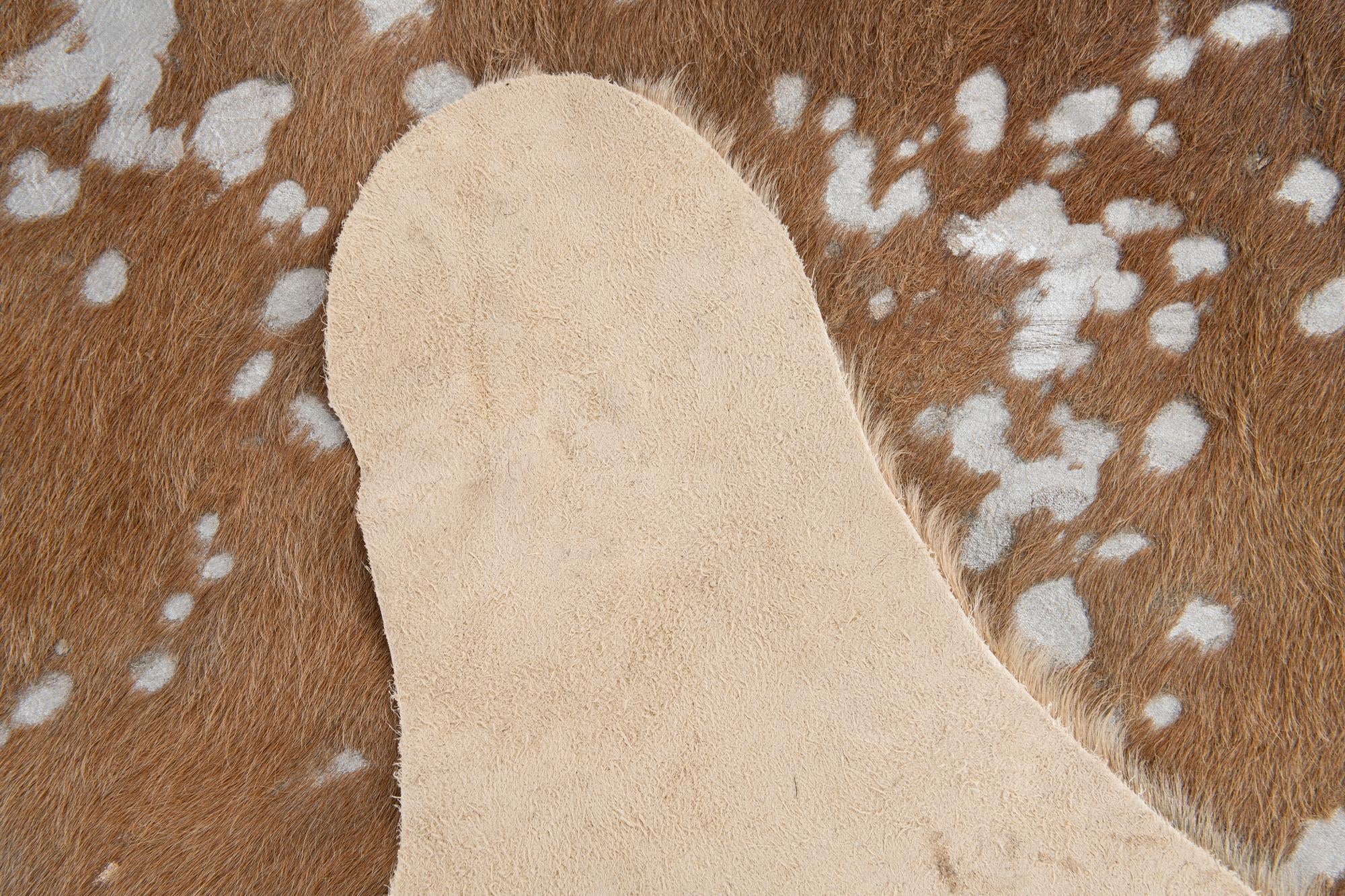 7' x 7' 3 Cowhide Leather Freeform Rug