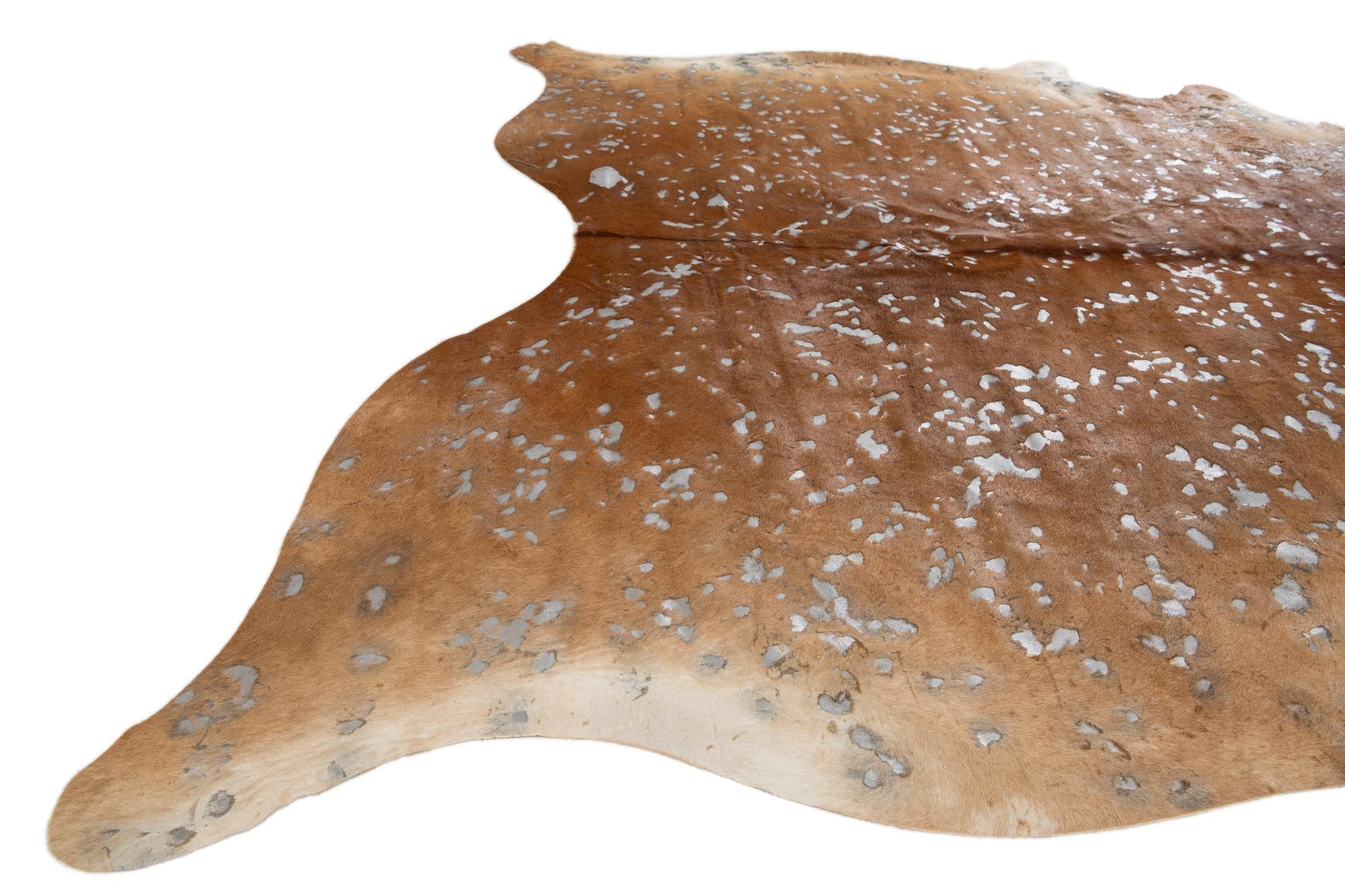 7' x 7' Cowhide Leather Freeform Rug