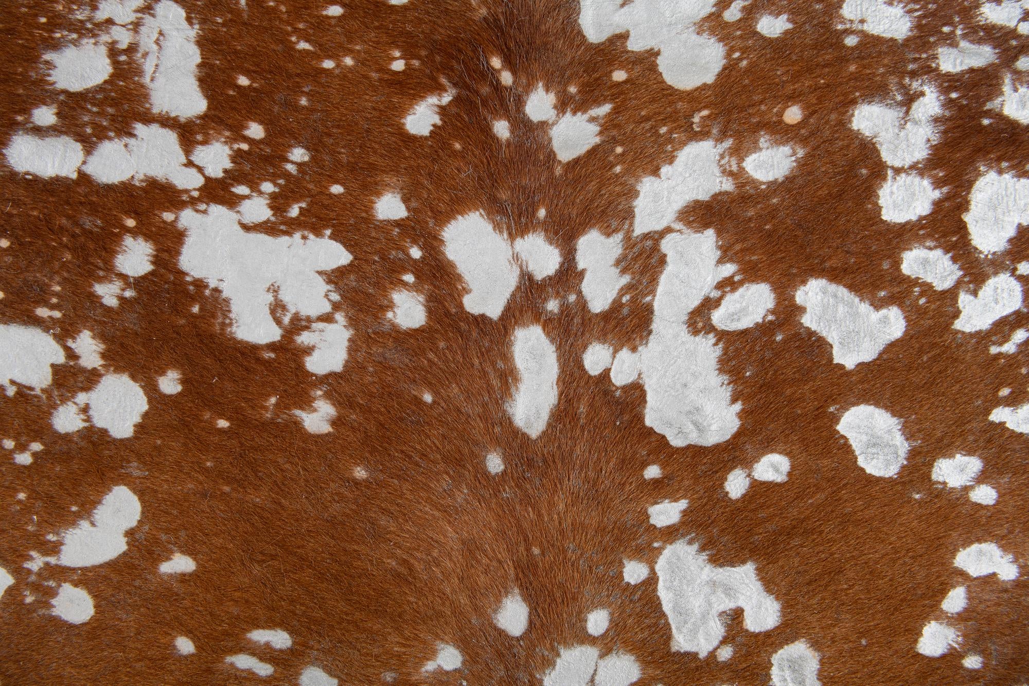 6' 2 x 6' 9 Cowhide Leather Freeform Rug