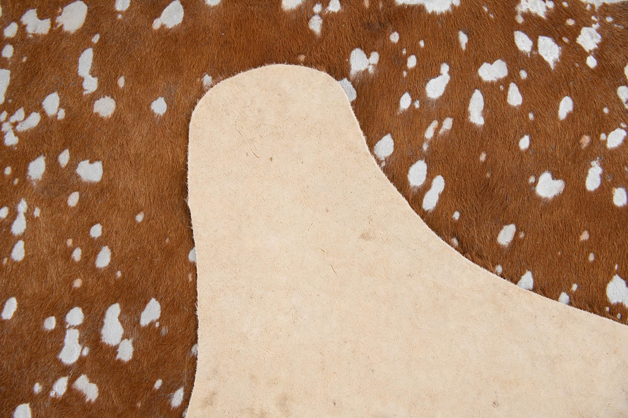 6' 2 x 6' 9 Cowhide Leather Freeform Rug