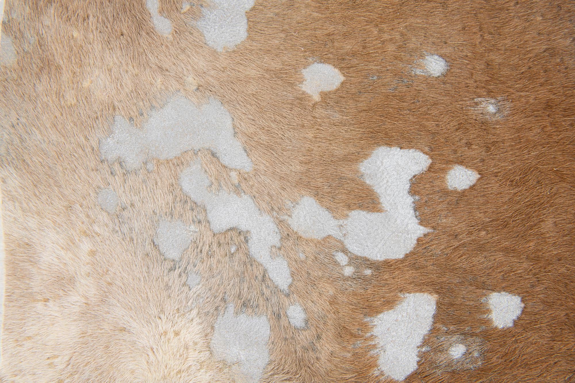 6' 2 x 6' 3 Cowhide Leather Freeform Rug