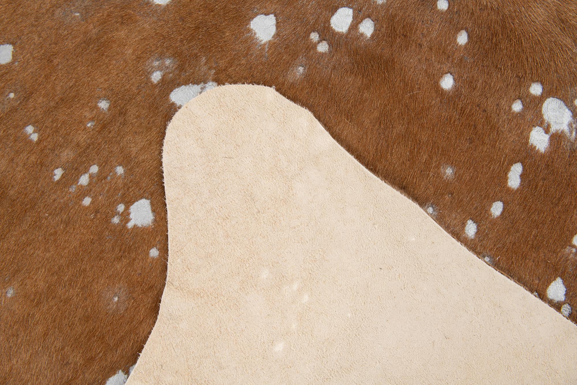6' 2 x 6' 3 Cowhide Leather Freeform Rug