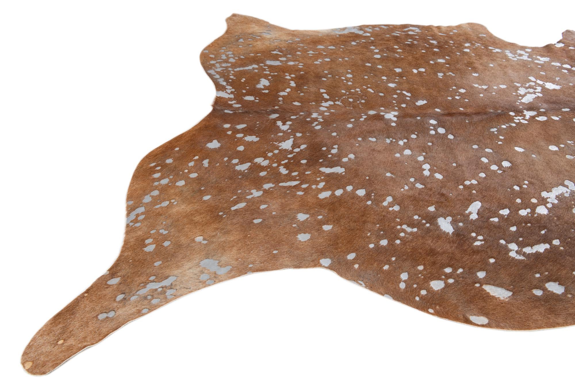 6' 3 x 6' 10 Cowhide Leather Freeform Rug