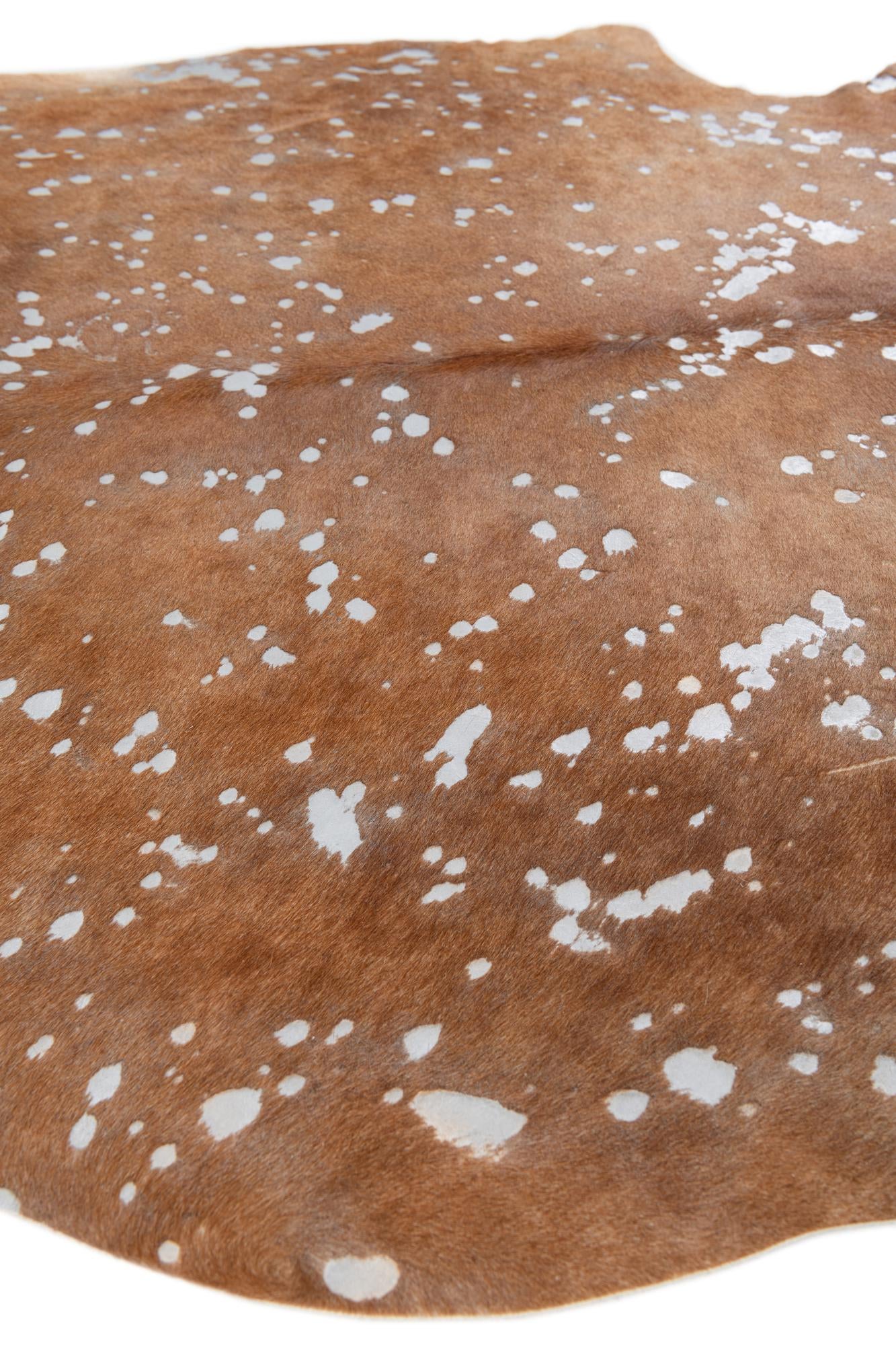 6' 3 x 6' 10 Cowhide Leather Freeform Rug