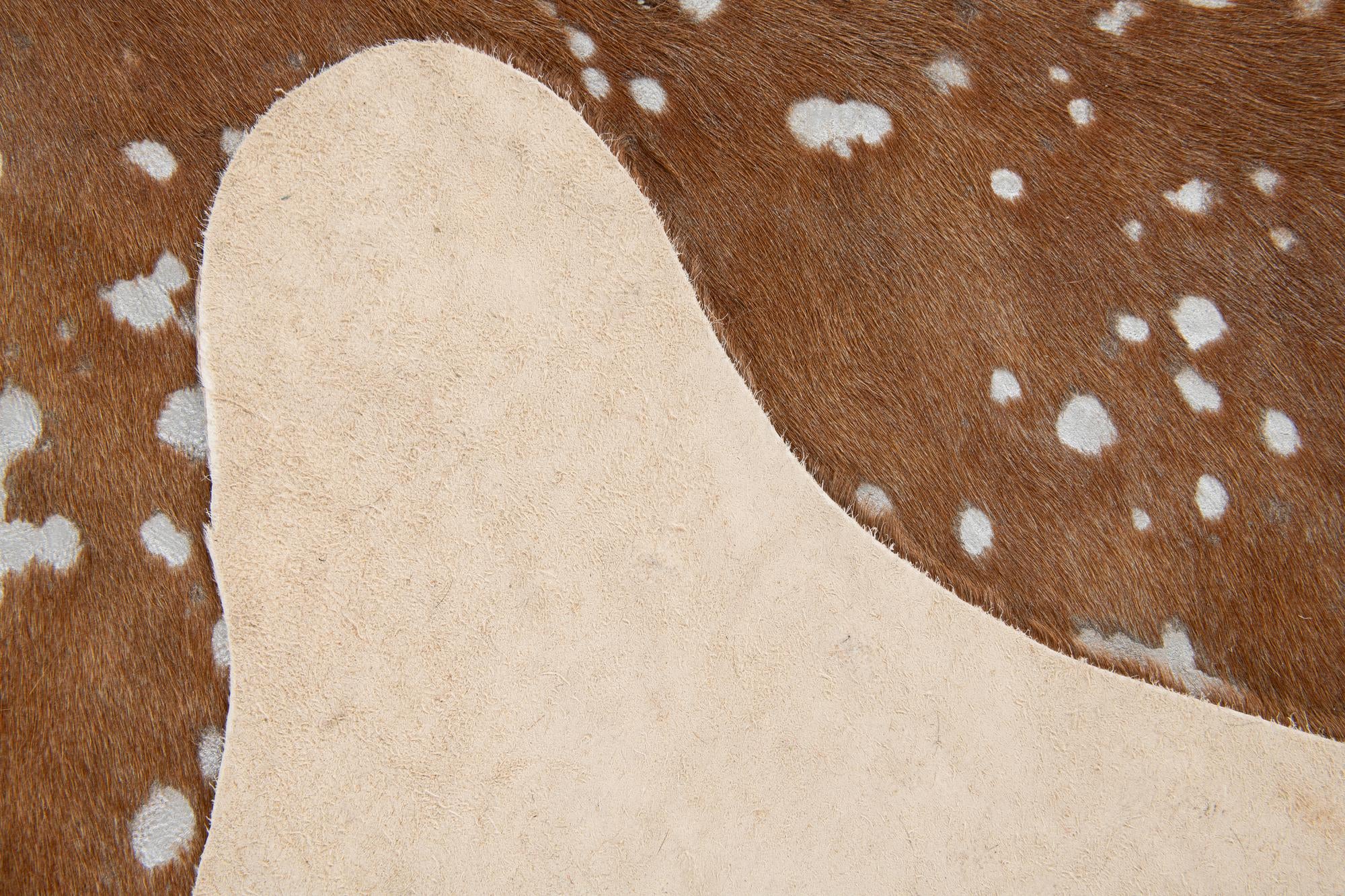 6' 7 x 7' 3 Cowhide Leather Freeform Rug