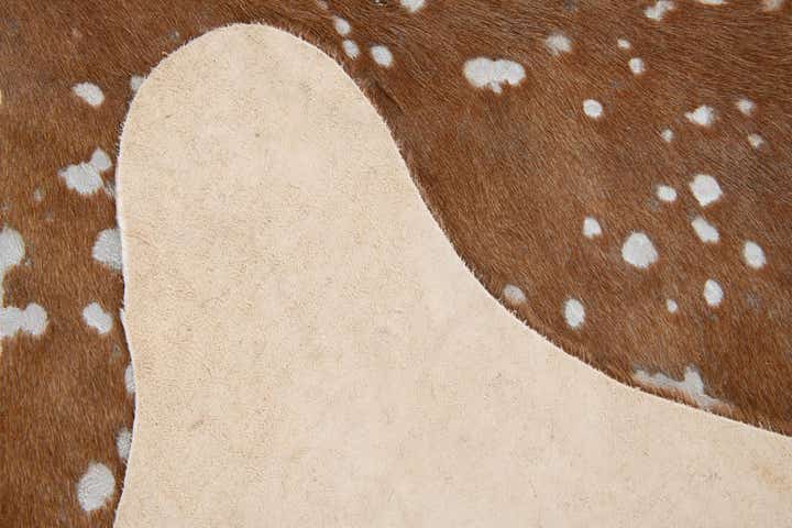 6' 7 x 7' 3 Cowhide Leather Freeform Rug