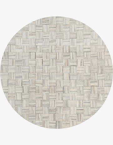 7' 10 x 7' 10 Cowhide Leather Round Rug