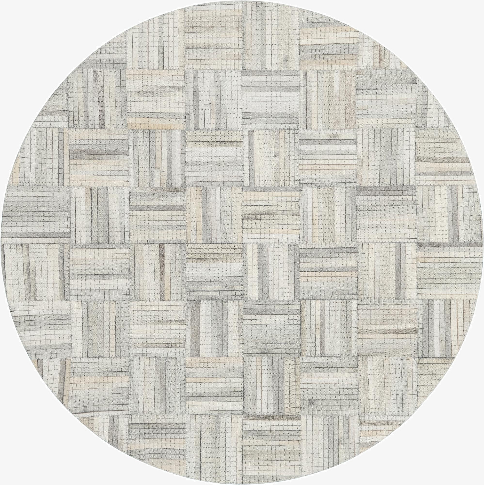 4' 1 x 4' 1 Cowhide Leather Round Rug