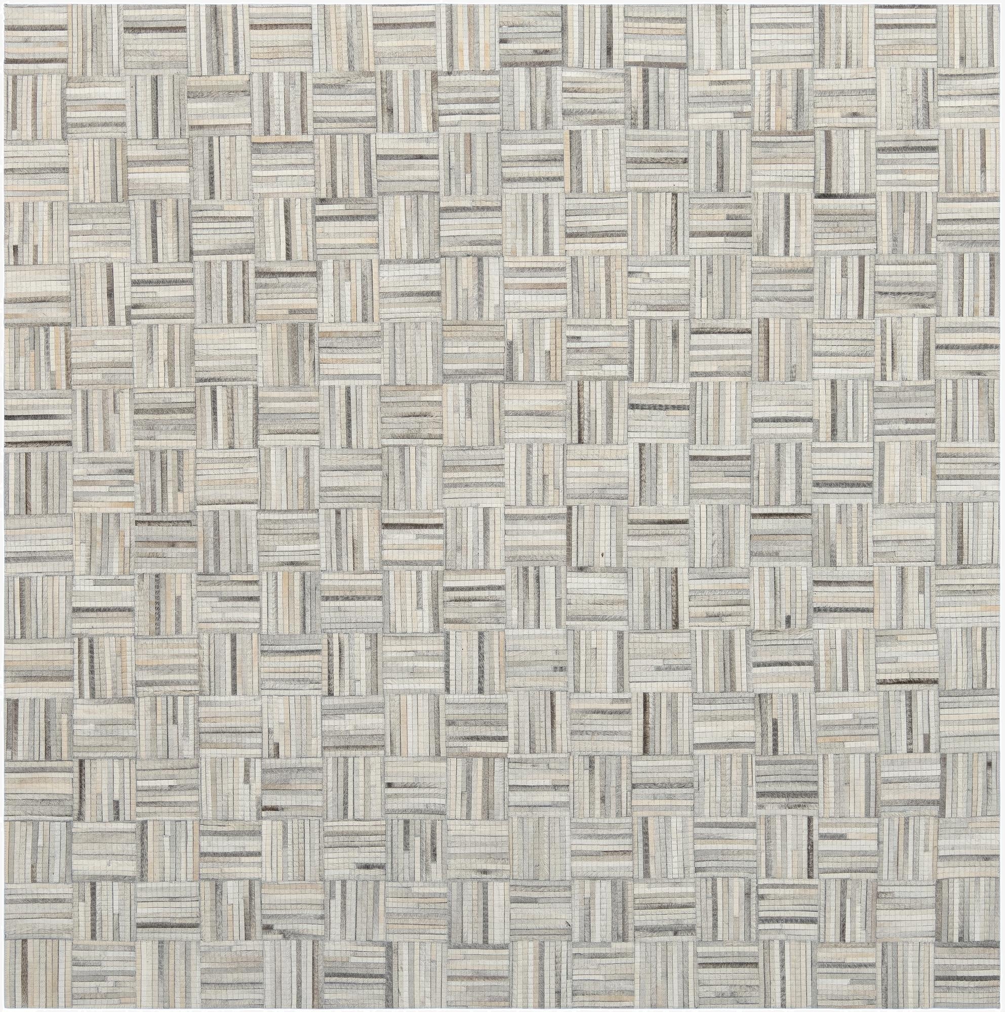 7' 10 x 7' 10 Cowhide Leather Square Rug