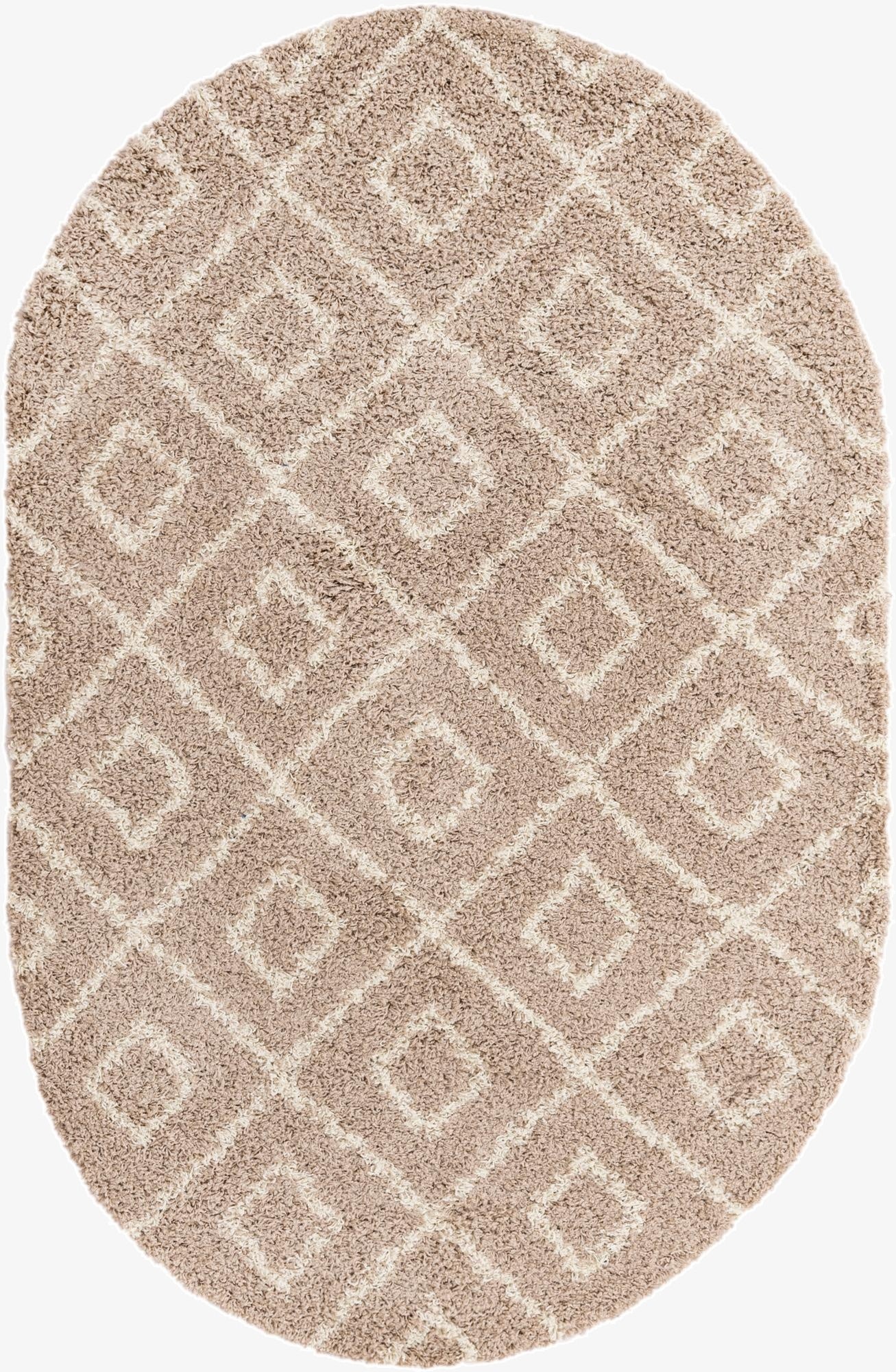 5' 3 x 8' Trellis Shag Oval Rug