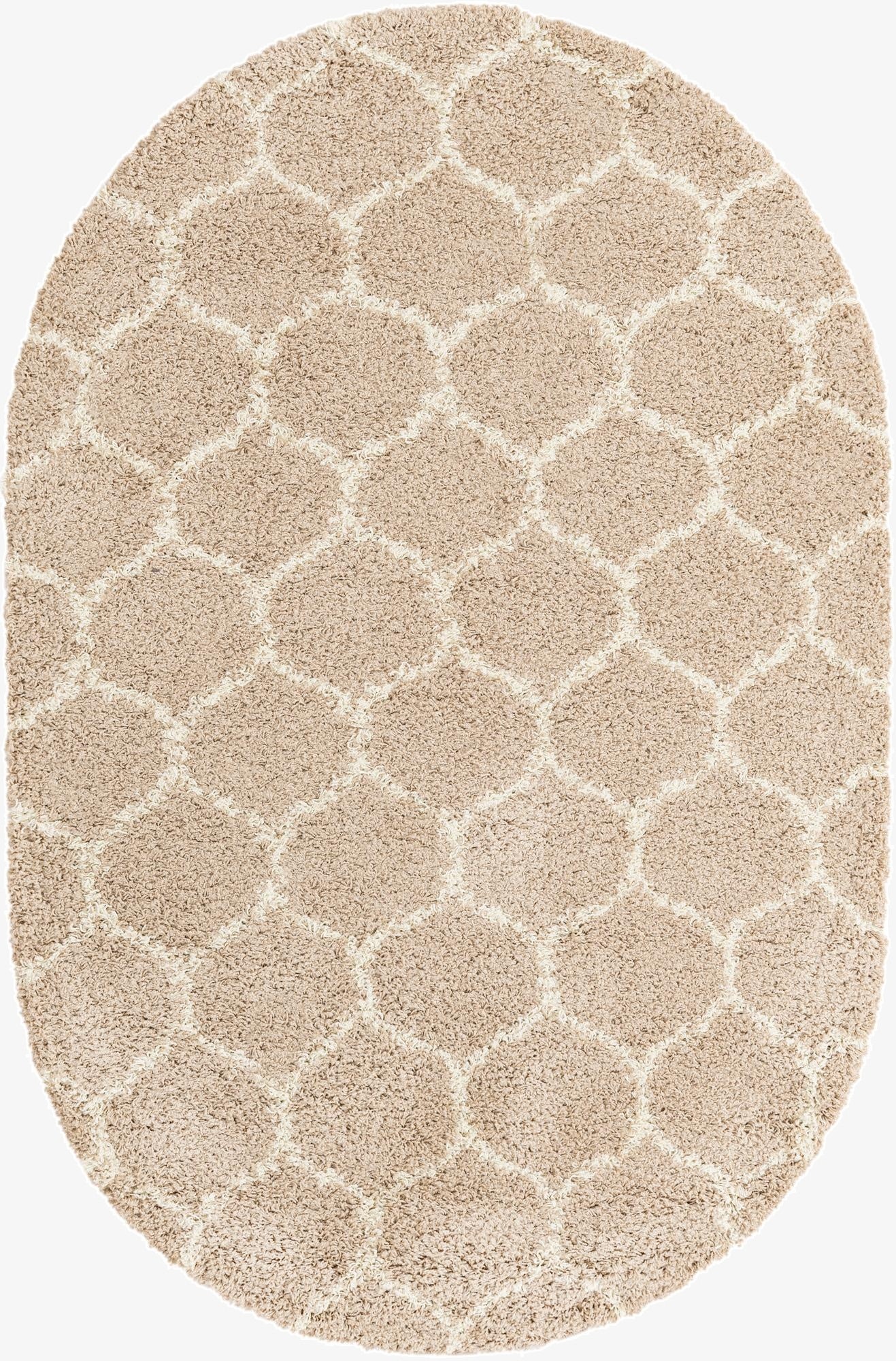 5' 3 x 8' Trellis Shag Oval Rug
