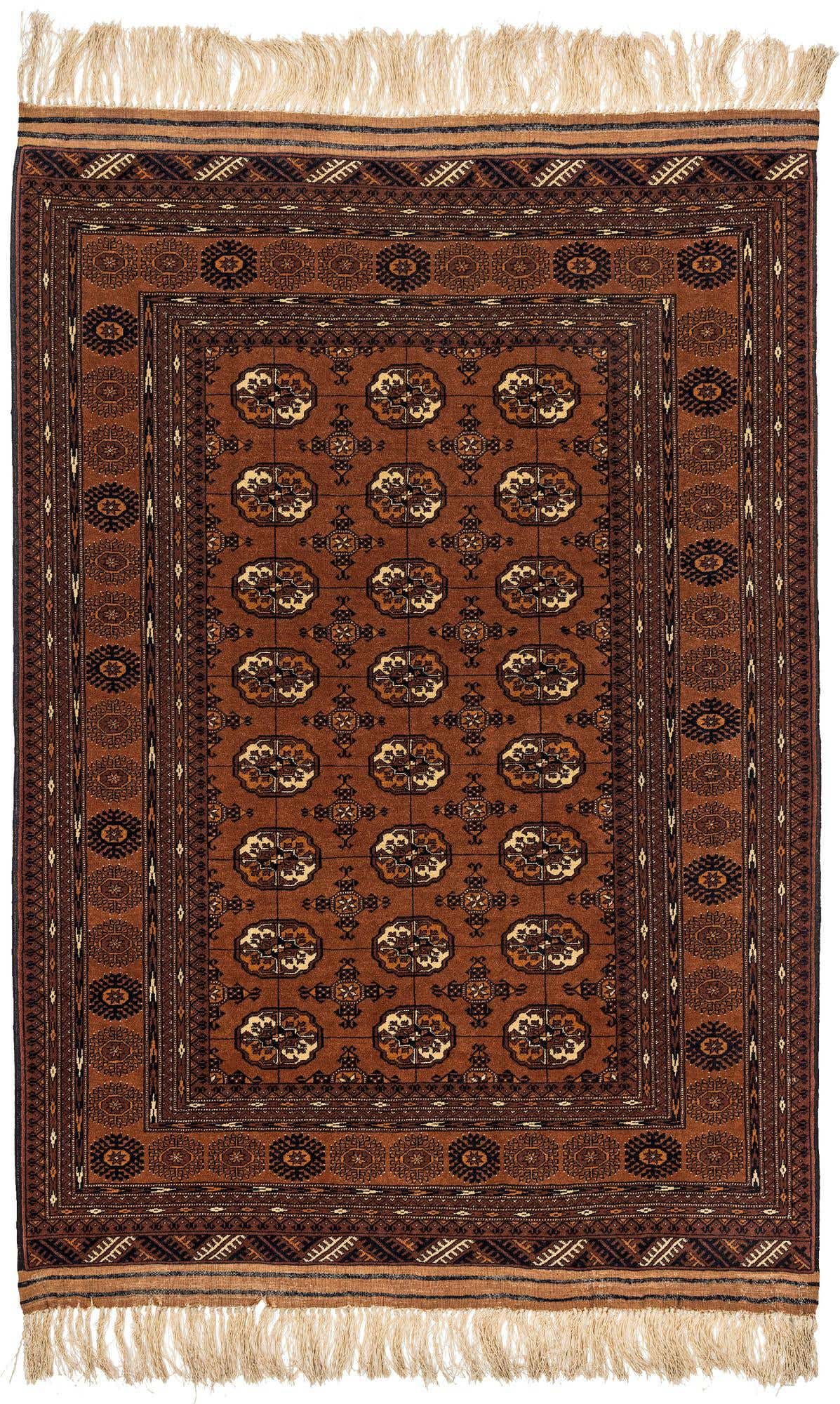 4' 2 x 6' 2 Hand Knotted Afghan Akhche Oriental Wool Rug