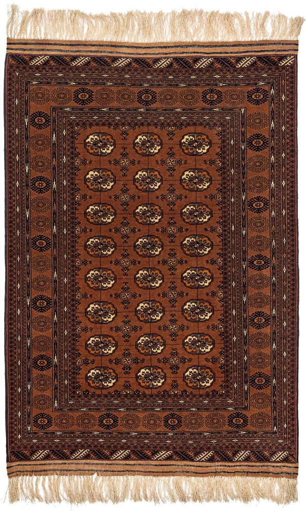 4' 2 x 6' 2 Hand Knotted Afghan Akhche Oriental Wool Rug