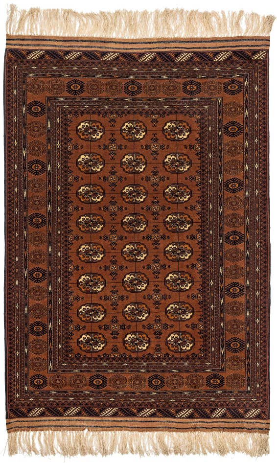Detail image of 4' 2 x 6' 2 Hand Knotted Afghan Akhche Oriental Wool Rug