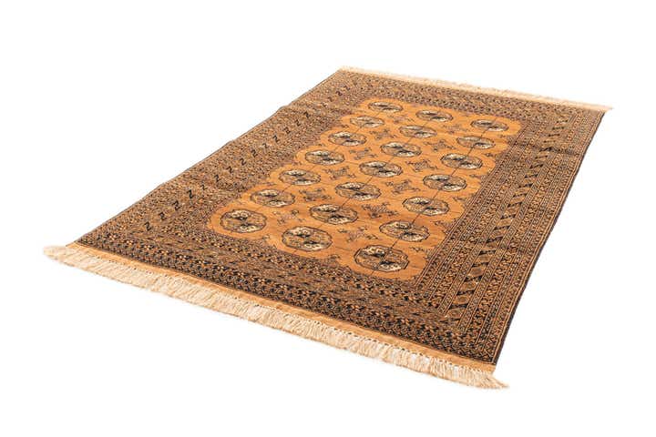 4' 1 x 6' 1 Hand Knotted Afghan Akhche Oriental Wool Rug