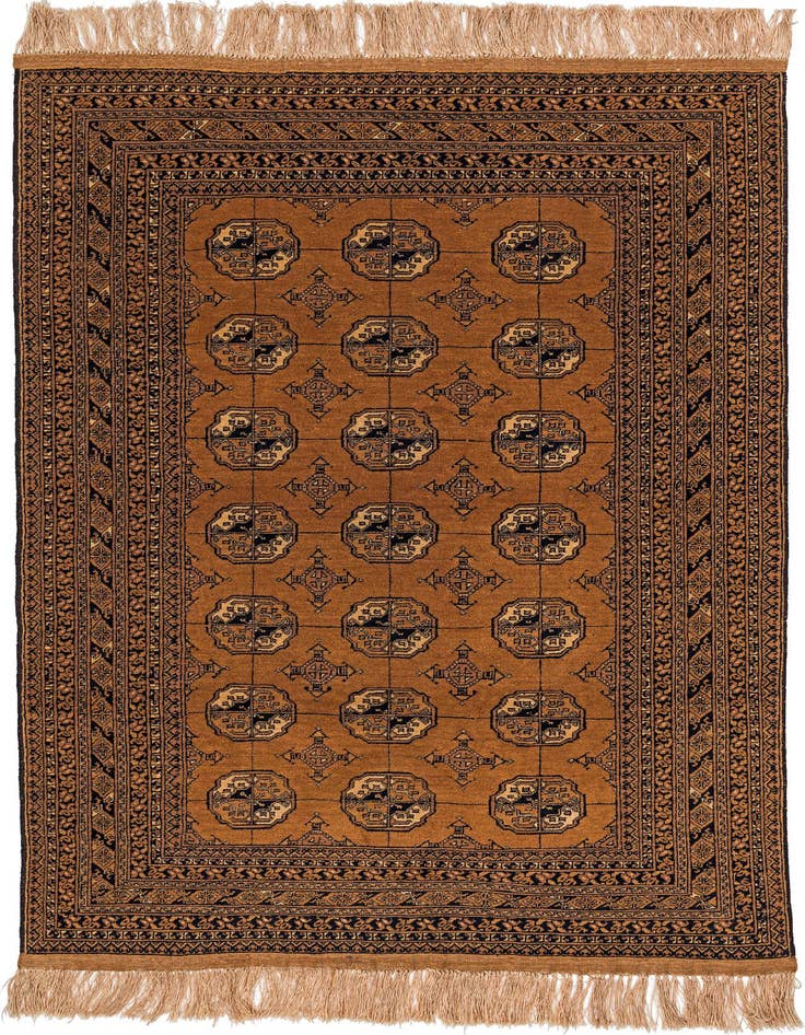 Detail image of 4' 1 x 6' 1 Hand Knotted Afghan Akhche Oriental Wool Rug
