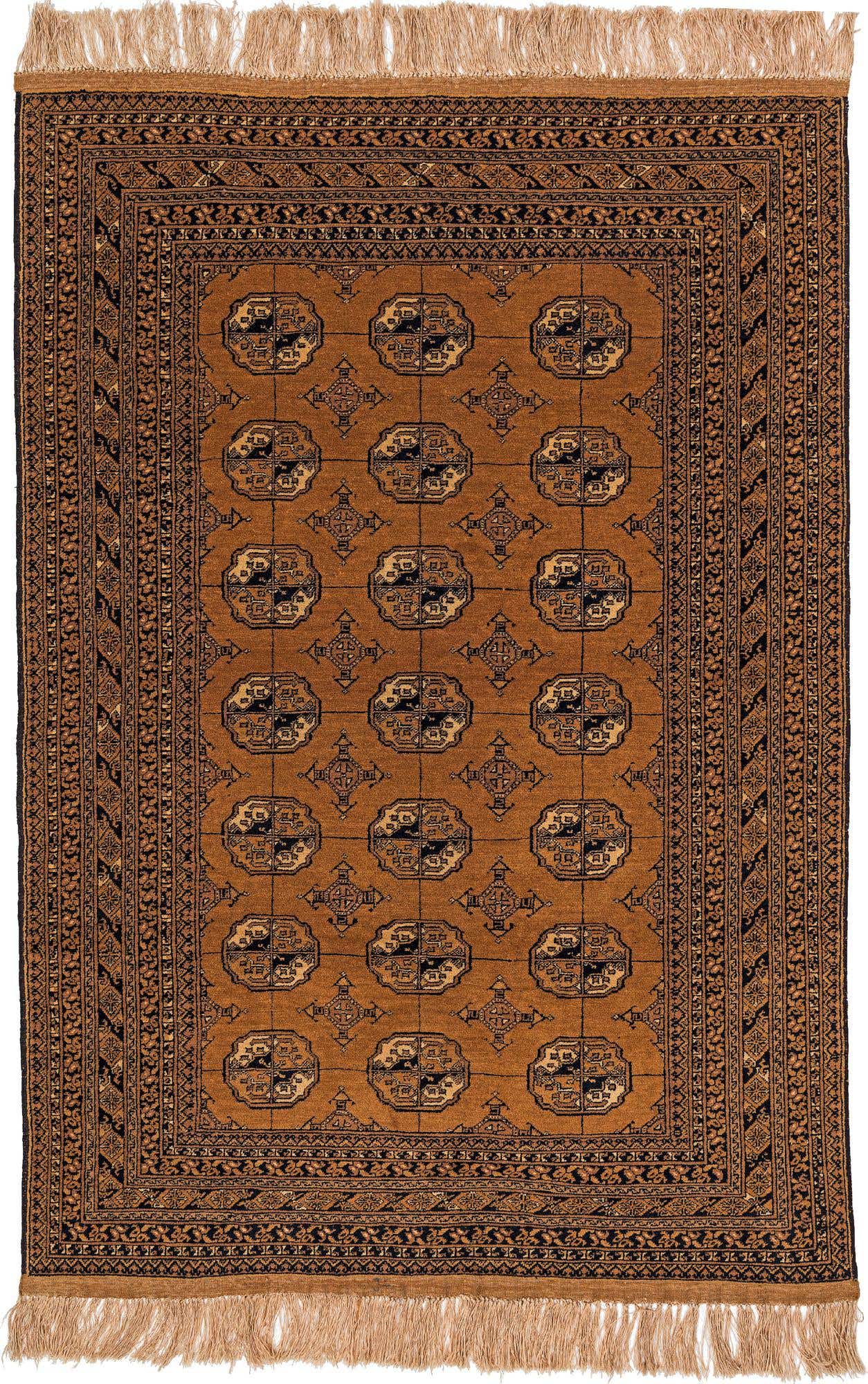 4' 1 x 6' 1 Hand Knotted Afghan Akhche Oriental Wool Rug