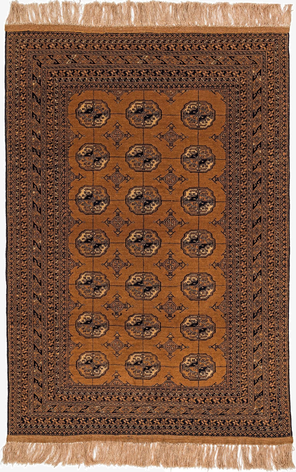 4' 1 x 6' 1  Hand Knotted Afghan Akhche Oriental Wool Rug