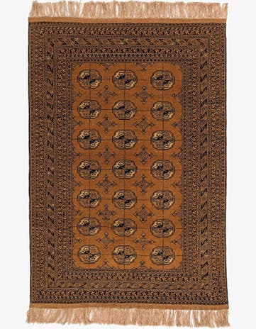 4' 1 x 6' 1 Hand Knotted Afghan Akhche Oriental Wool Rug