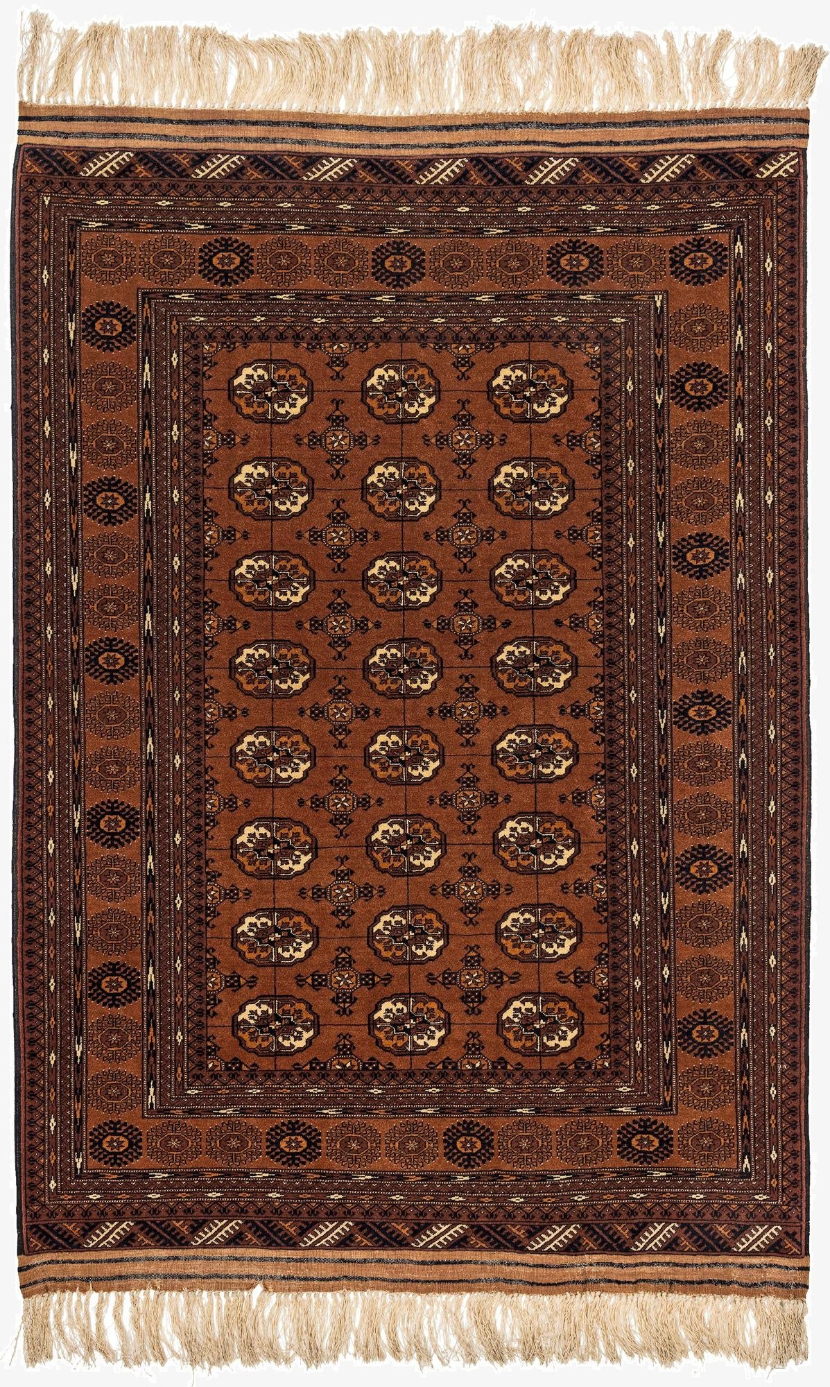 4' 2 x 6' 2  Hand Knotted Afghan Akhche Oriental Wool Rug
