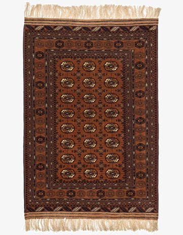 4' 2 x 6' 2 Hand Knotted Afghan Akhche Oriental Wool Rug