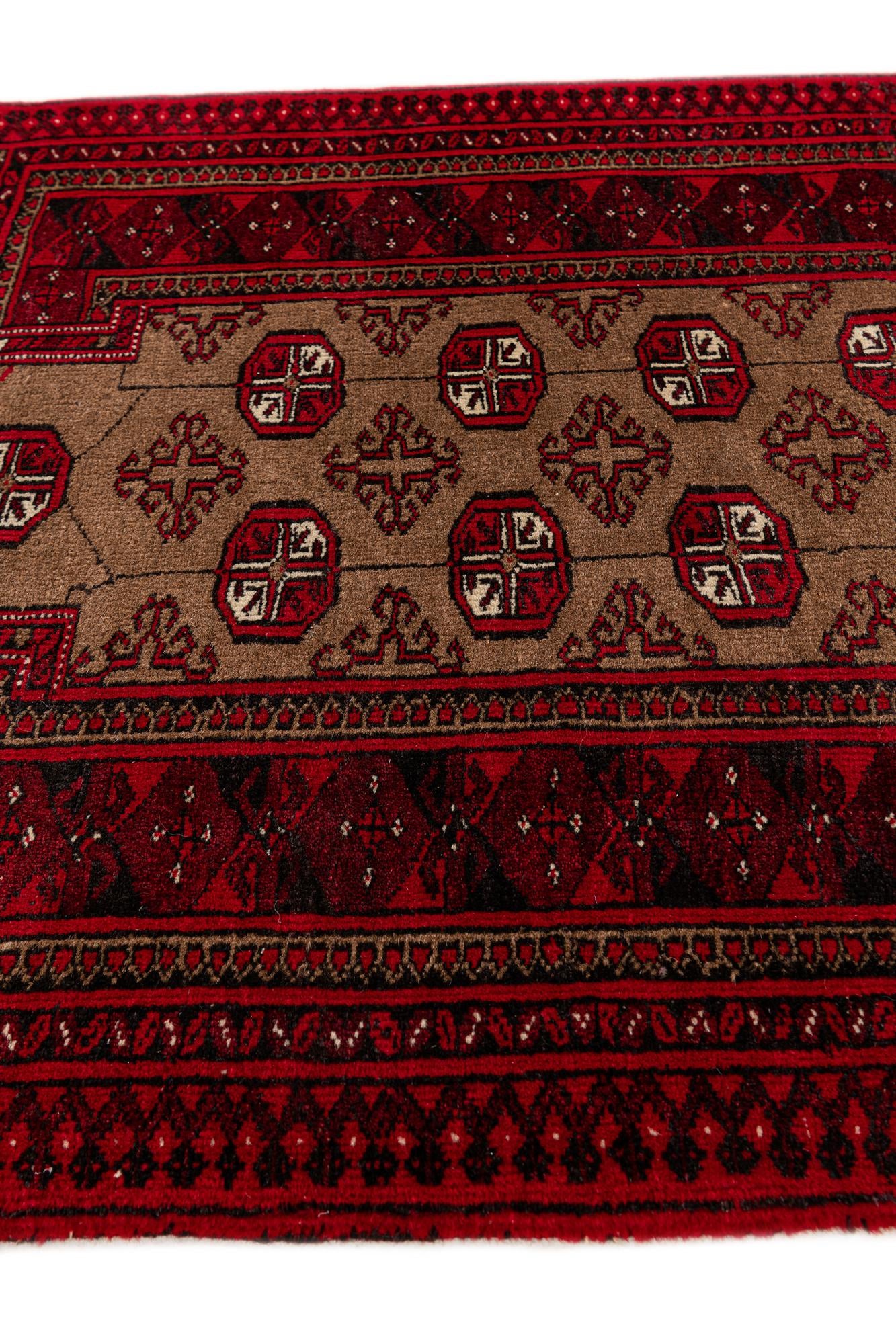 2' 8 x 3' 10 Hand Knotted Afghan Ersari Wool Rug