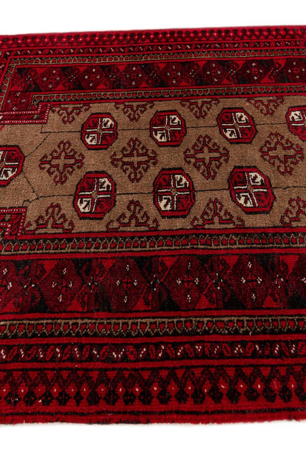Detail image of 2' 8 x 3' 10 Hand Knotted Afghan Ersari Wool Rug