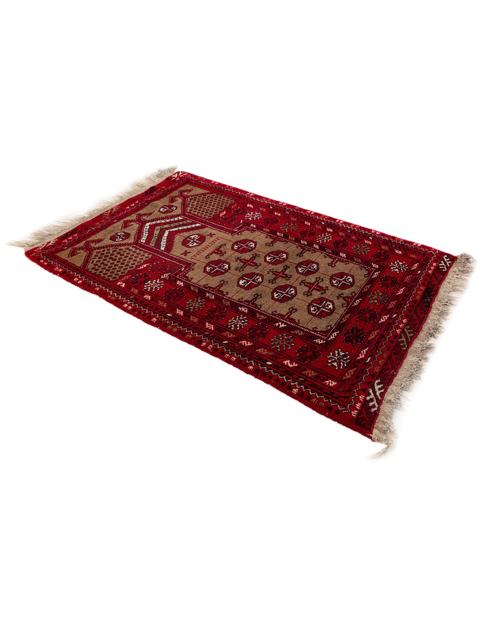 2' 7 x 4' Hand Knotted Afghan Ersari Wool Rug