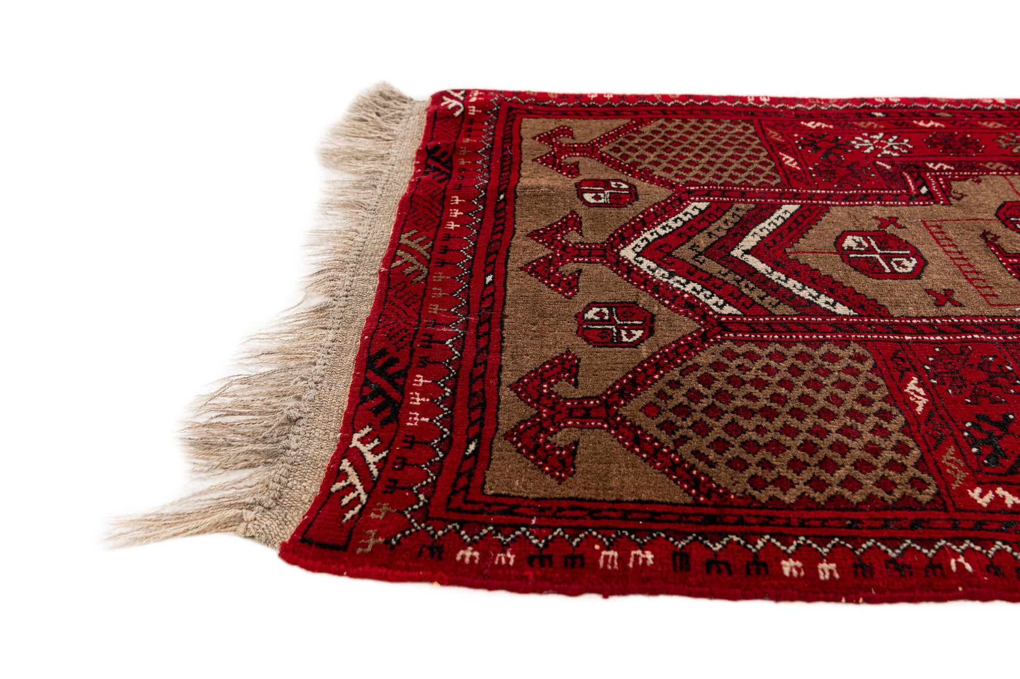 2' 7 x 4' Hand Knotted Afghan Ersari Wool Rug