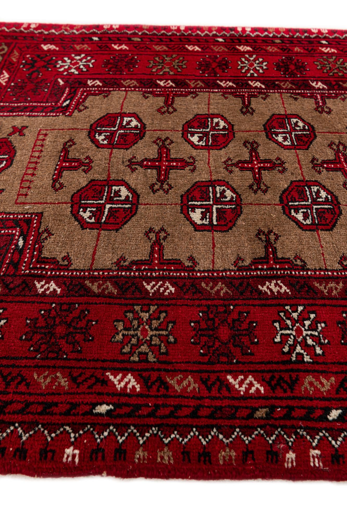 2' 7 x 4' Hand Knotted Afghan Ersari Wool Rug