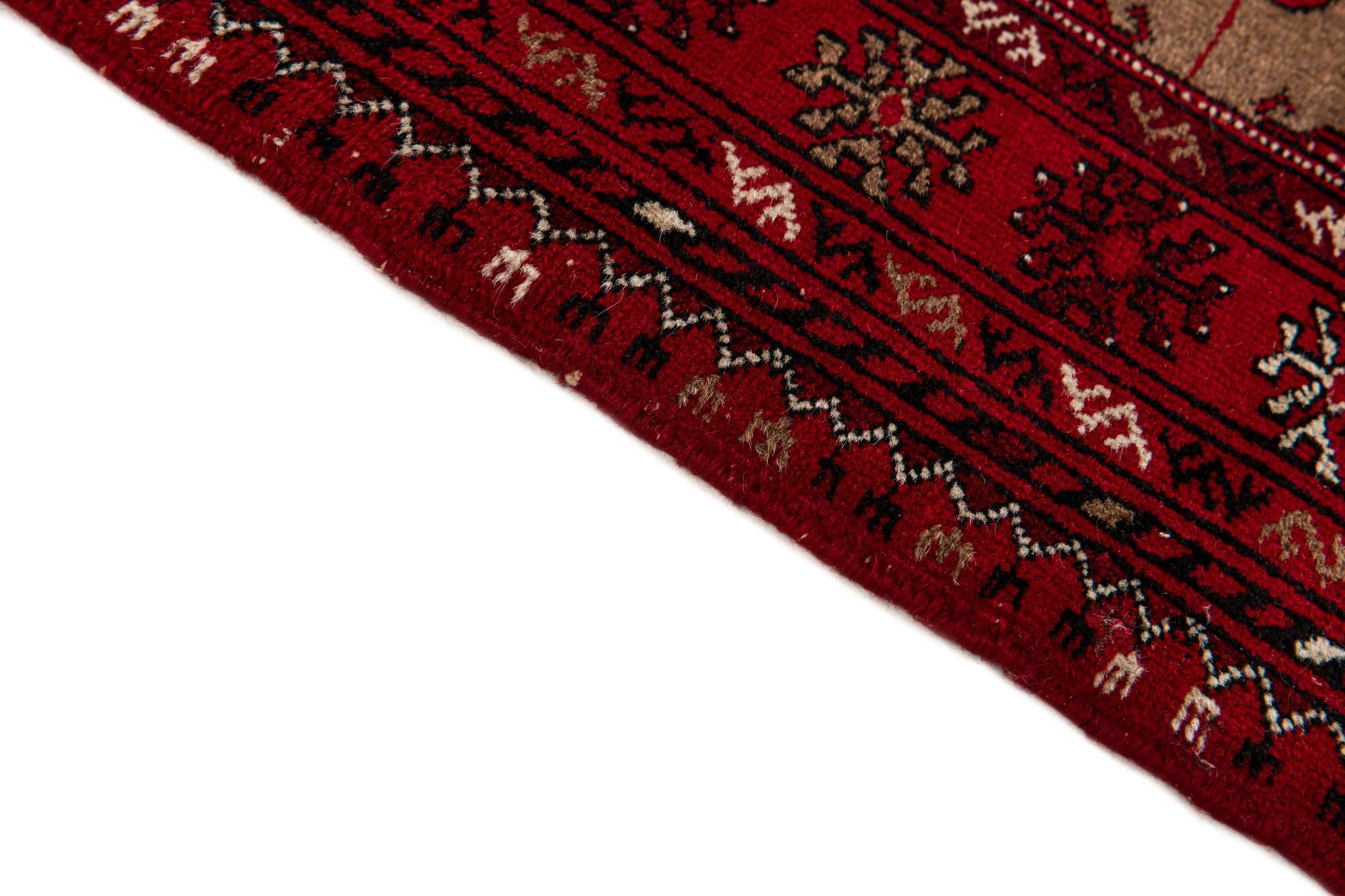 2' 7 x 4' Hand Knotted Afghan Ersari Wool Rug
