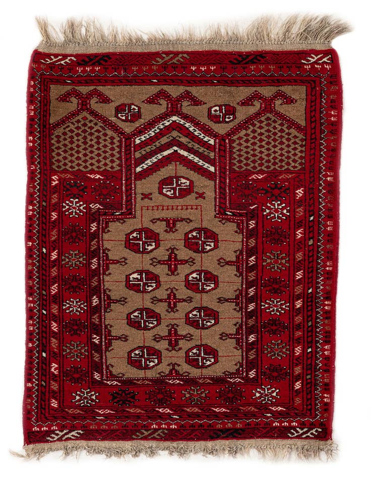 Detail image of 2' 7 x 4' Hand Knotted Afghan Ersari Wool Rug