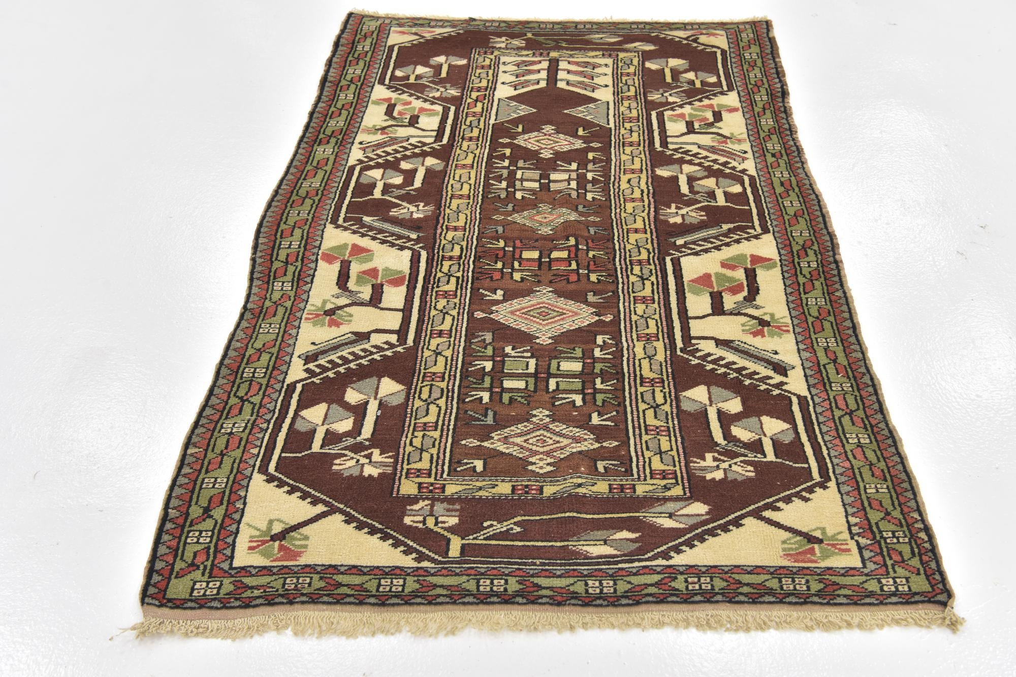 3' 8 x 5' 10 Hand Knotted Anatolian Oriental Wool Rug