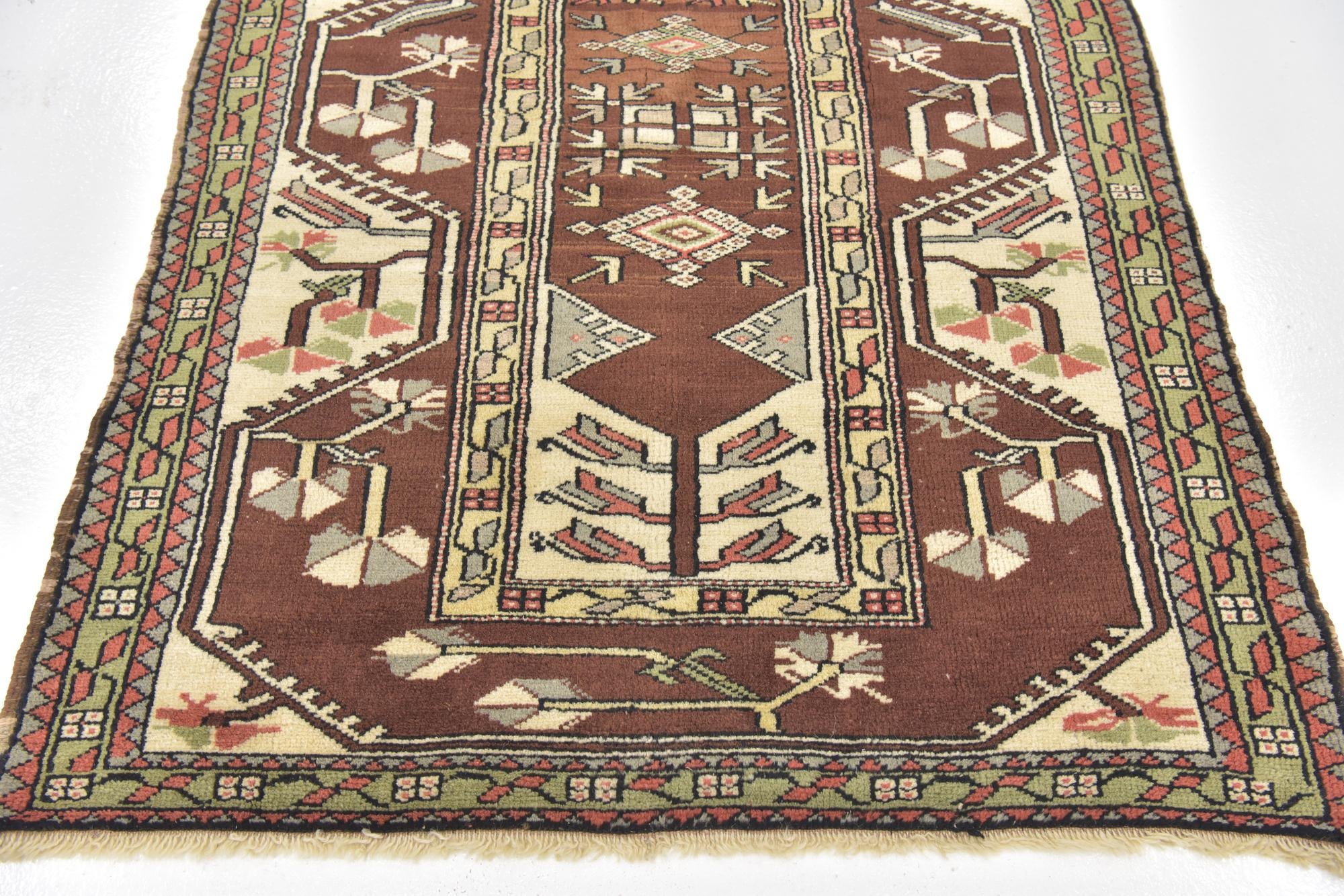 3' 8 x 5' 10 Hand Knotted Anatolian Oriental Wool Rug